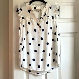 Blue&white polka dotted blouse-LOFT Sz S